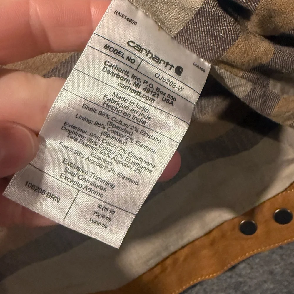 Carhartt Canvas Duck Crawford Detroit Jacket Women XL brown corduroy collar barn - Picture 12 of 15